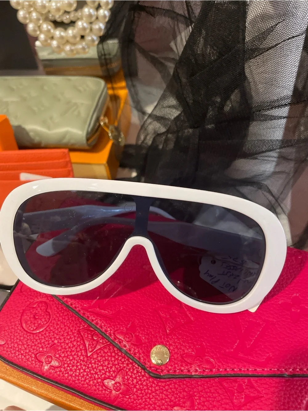 White Shield Sunglasses‎ with Dark Lenses